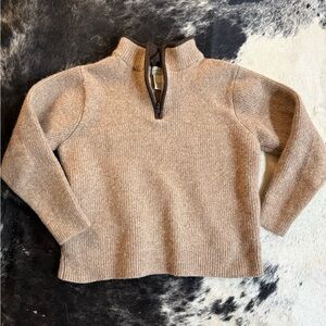 100% Wool Tan Quarter-Zip Sweater